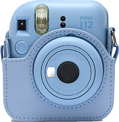 instax mini 12 pastel blue case met instax mini 12 pastel blue voorkant