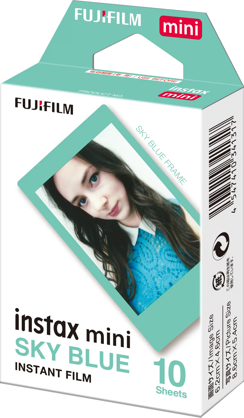 instax mini film sky blue schuin