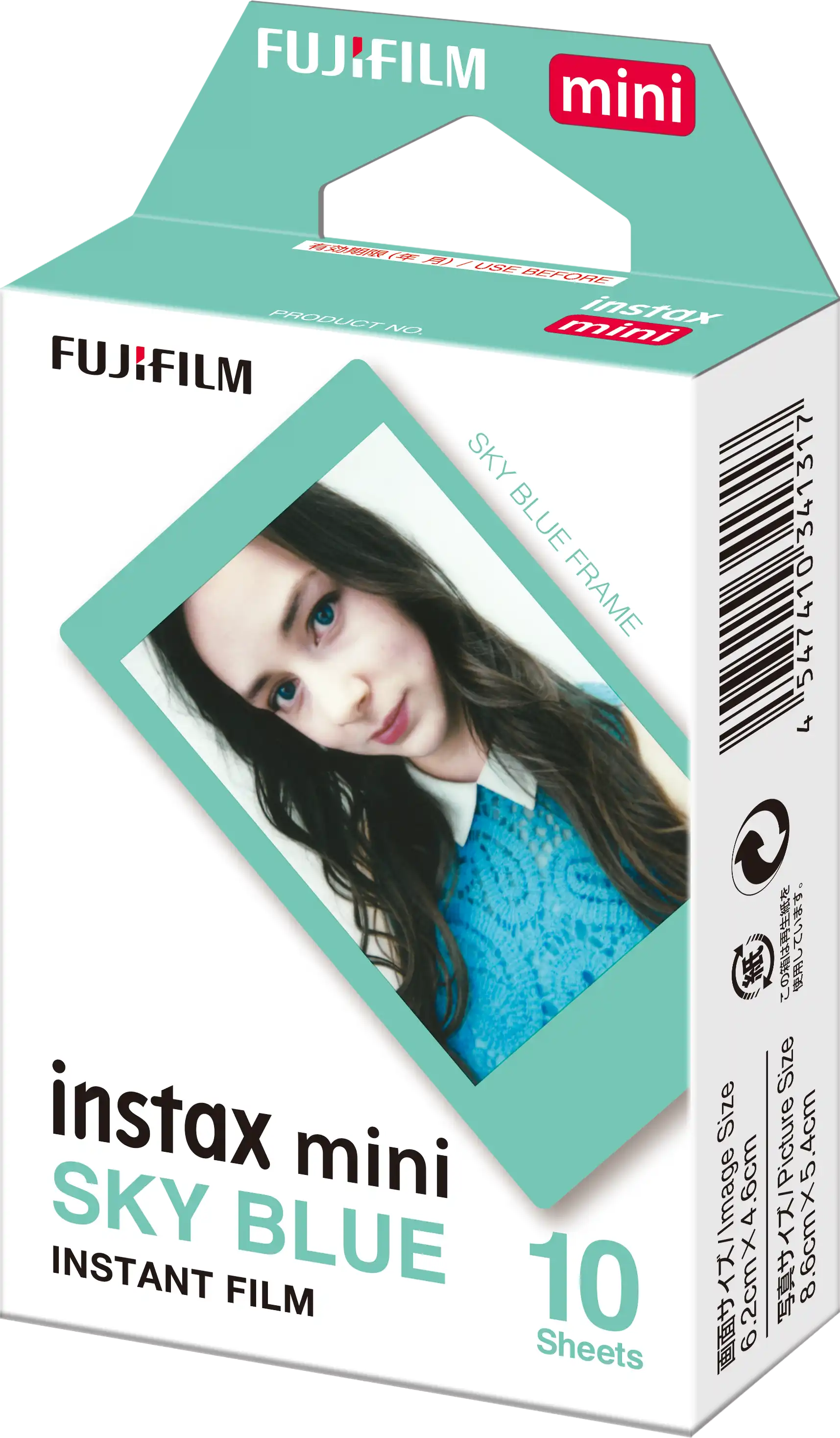 instax mini film sky blue schuin