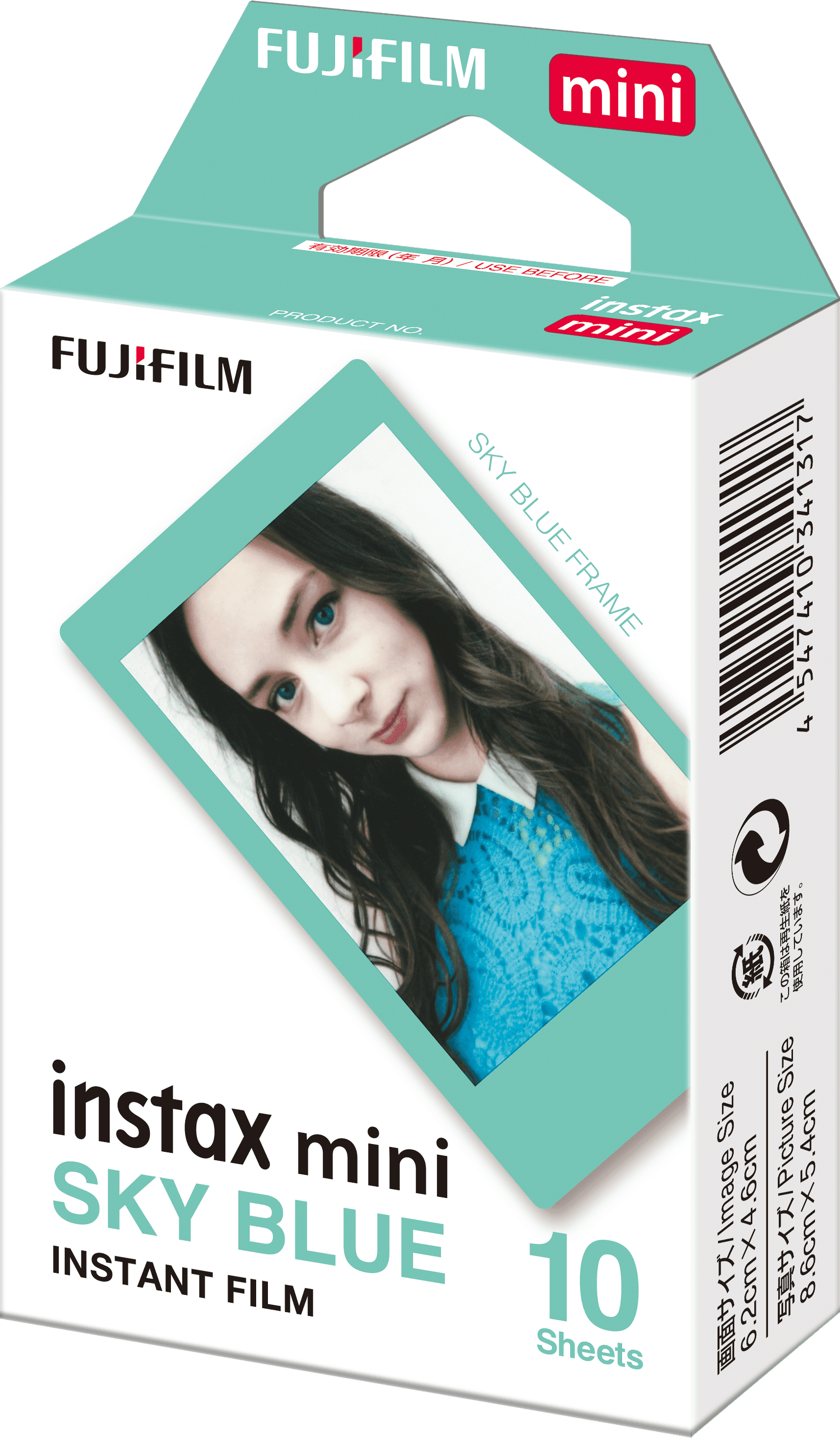 instax mini film sky blue schuin