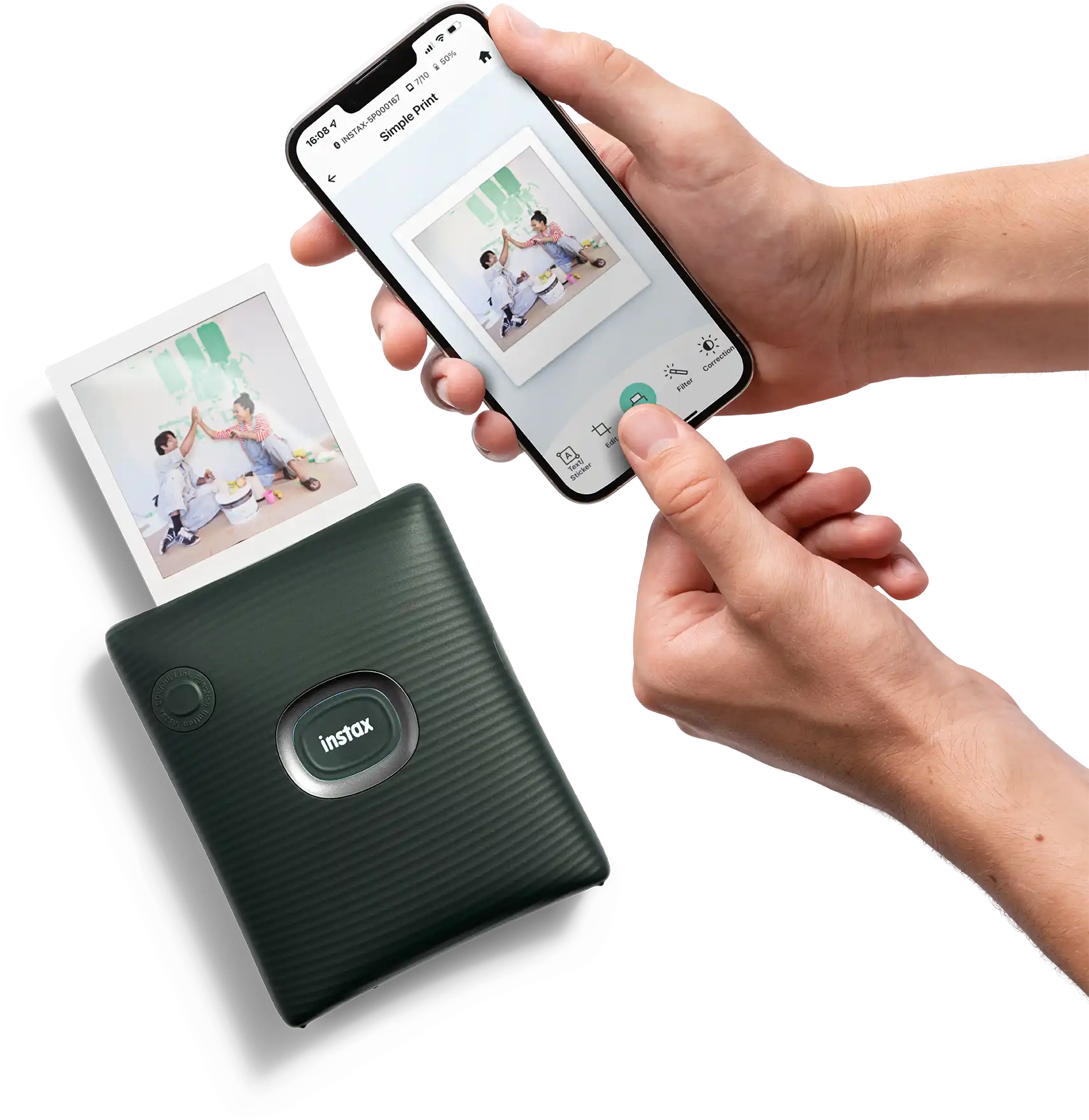 Instax SQUARE Link™ Midnight Green - met telefoon