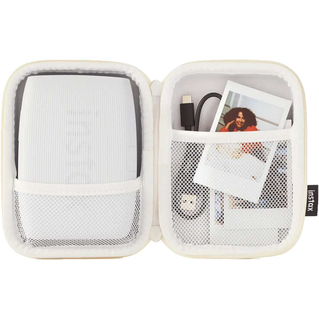 instax mini Link 3 case clay white open voorkant