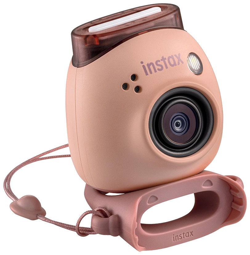 instax pal powder pink zijkant op groothoeklens