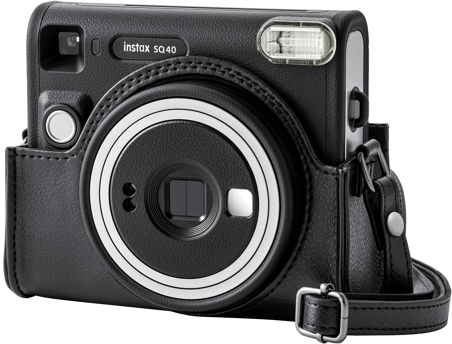 instax SQ40 case zwart voorkant schuin open
