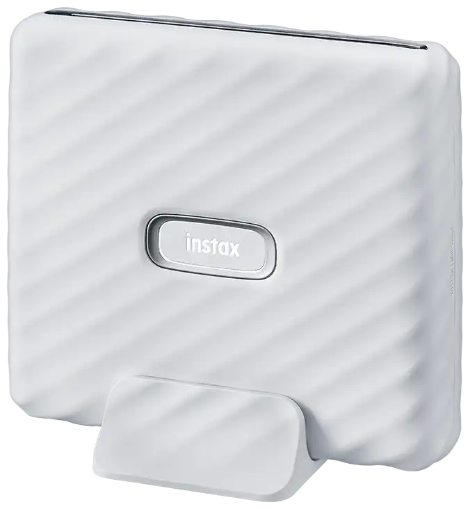 instax link WIDE Ash White - voorkant in houder