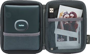 instax Link SQUARE case woven gray open