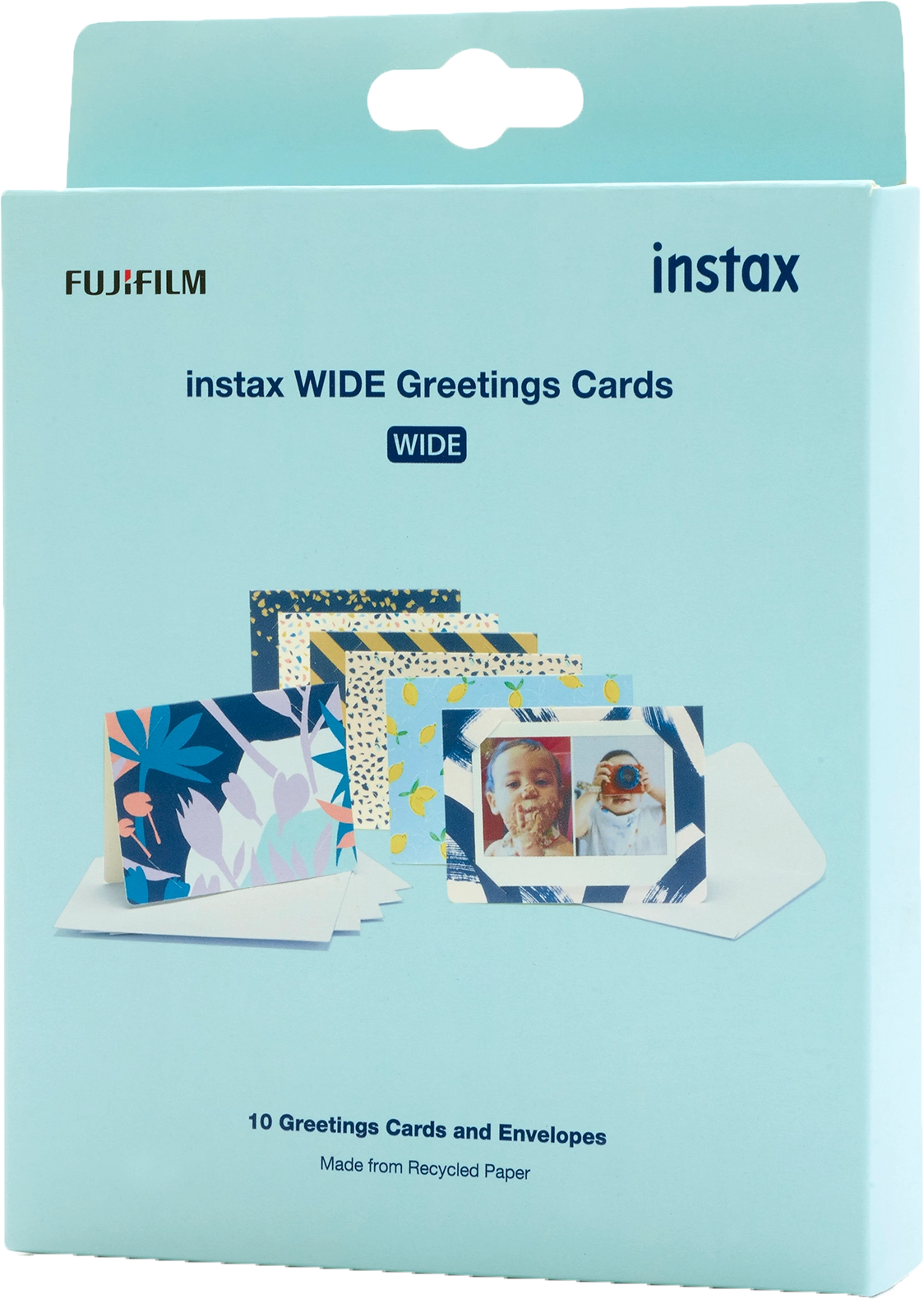 instax WIDE wenskaarten verpakking voorkant schuin
