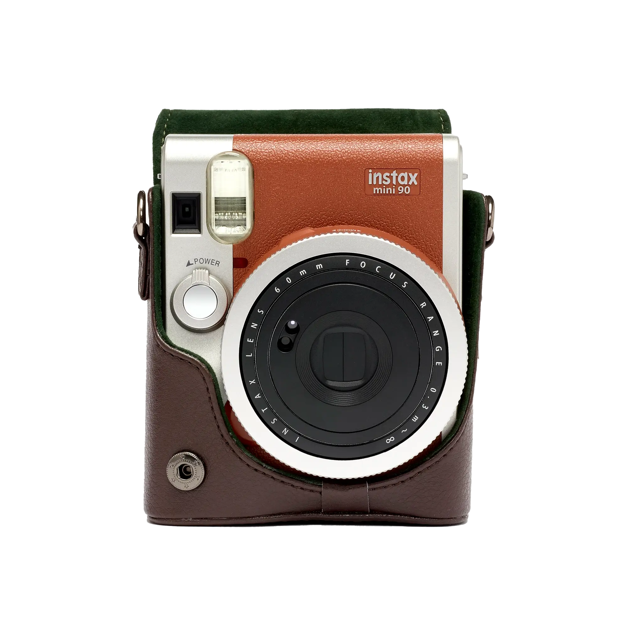 instax mini 90 case bruin voorkant Lopen
