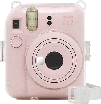 Case instax mini 12™ Glitter - voorkant met riem - roze