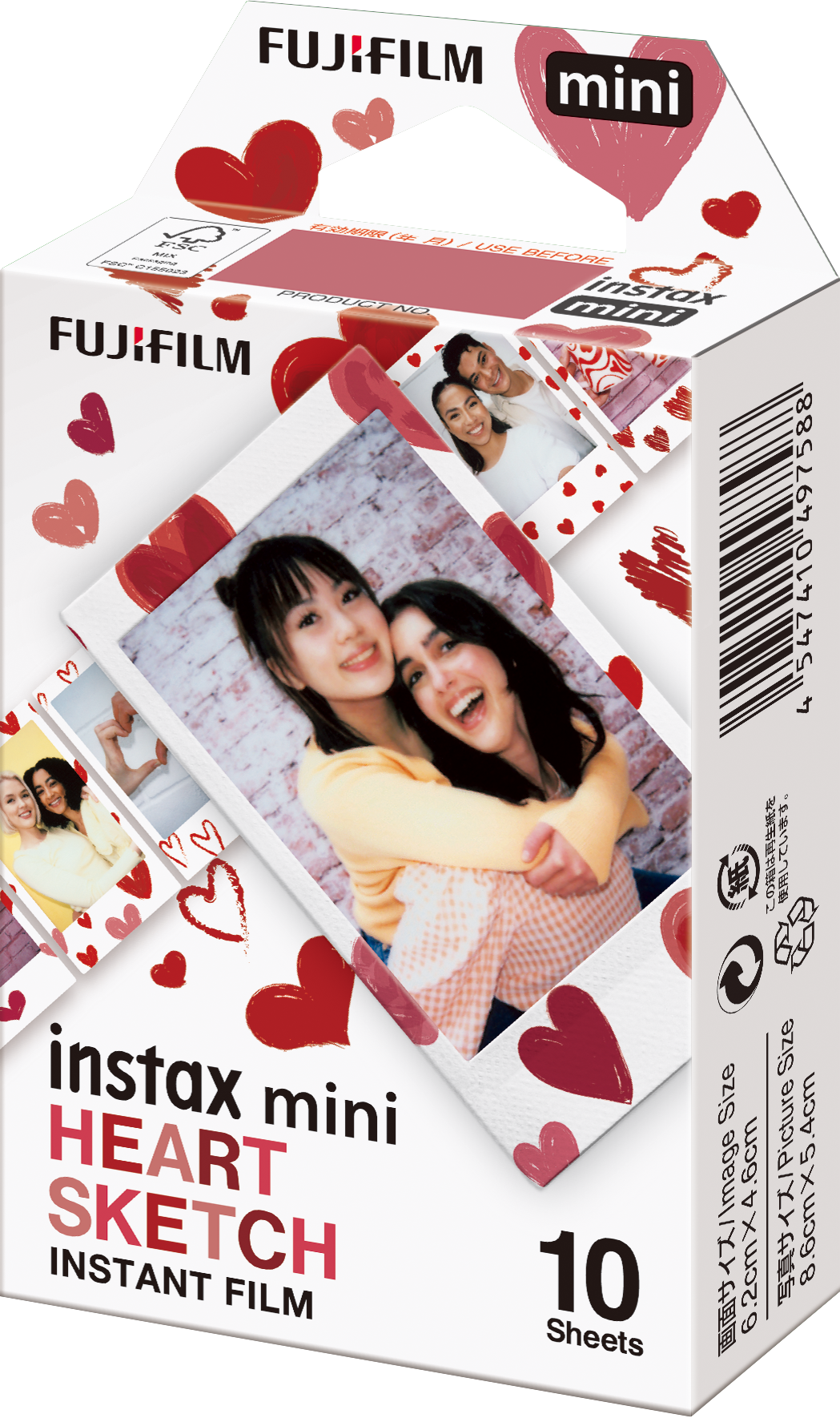 instax mini film heart sketch - zijkant