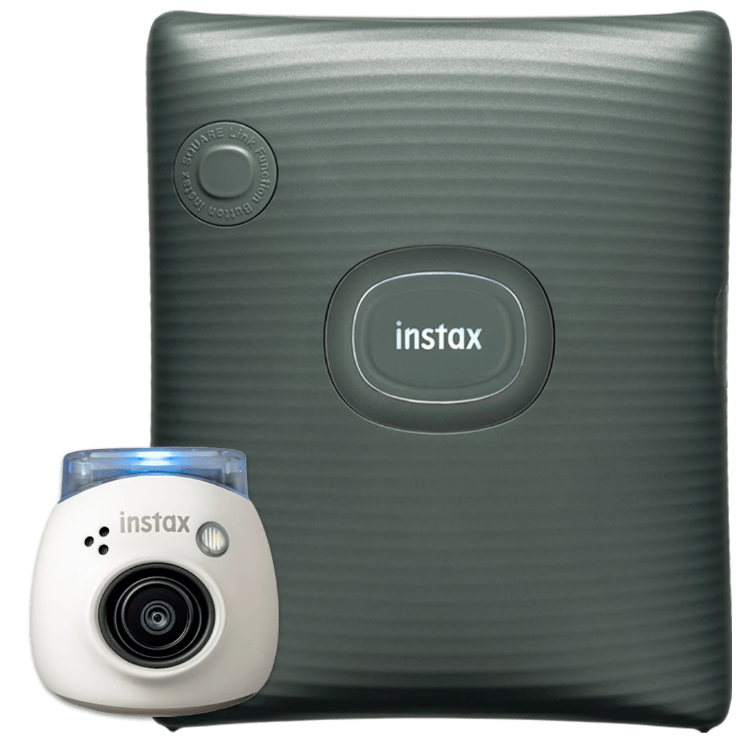 Bundel instax Pal™ White met instax SQUARE Link™ midnight green