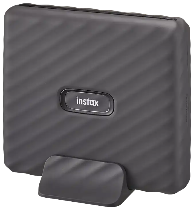 instax link WIDE Mocha Gray - voorkant in houder